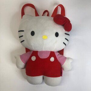Sanrio‎ Hello Kitty 12" Red Pink Plush Cat Zipper Adjustable Straps Backpack